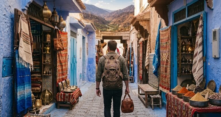 Traveler exploring Morocco while discovering the country’s landscapes and culture